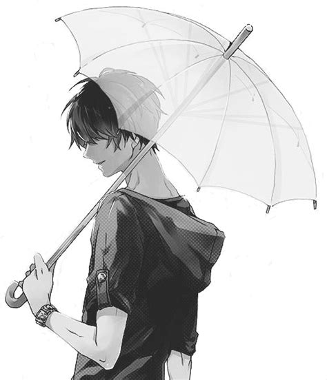 Monochrome Anime guy holding an umbrella render by Lcookies on ...