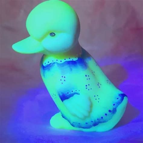 RARE FENTON GLASS BURMESE Hand Painted And Signed Duckling FIGURINE ~GLOWS~ $75.00 - PicClick