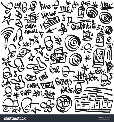 rap,hip hop symbols - doodles set | Graffiti lettering, Graffiti words ...