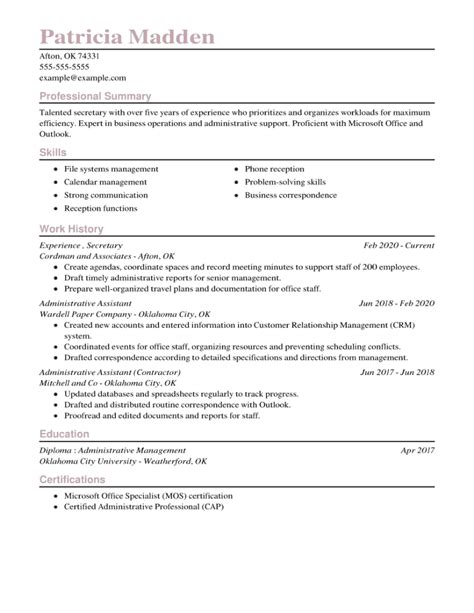 Secretary Resume: Skills, Examples, and Job Description