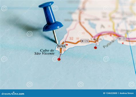 Cape St. Vincent on map stock photo. Image of background - 134632808