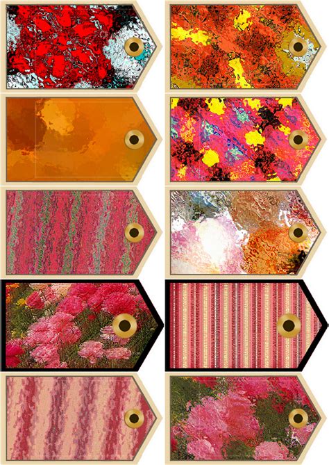 ArtbyJean - Paper Crafts: Sheet of 10 Scrapbook Tags - RED