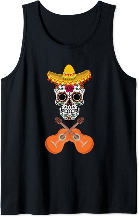 Amazon.com: Floral tattooed skeleton cino de mayo Tank Top : Clothing, Shoes & Jewelry