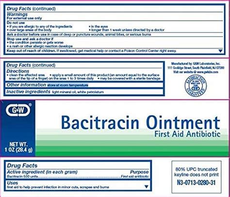 Bacitracin First aid Antibiotic Ointment, USP - 1/2 Oz