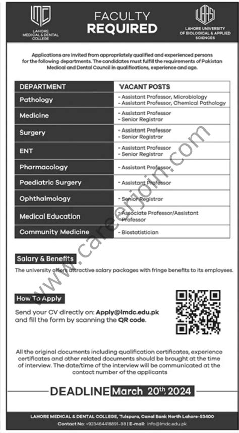 Lahore Medical Dental College Jobs February 2024