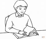 A Boy Student Reading a Book coloring Page  Free Printable Coloring Pages sketch template