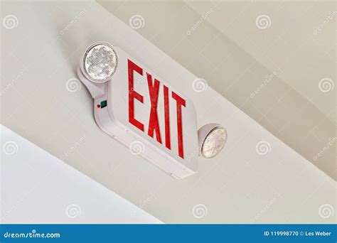 Red Exit Sign stock photo. Image of fire, design, inside - 119998770