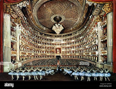 MILAN - LA SCALA THEATRE interior view in 1950s during performance of ...