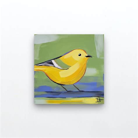 Original Bird Painting Yellow Bird 6 X 6 Bird Art Bird - Etsy