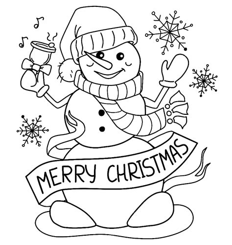 Cute Christmas Snowman Coloring Page - Free Printable Coloring Pages