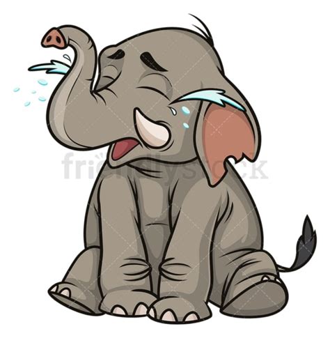 Crying Elephant Cartoon Vector Clipart - FriendlyStock