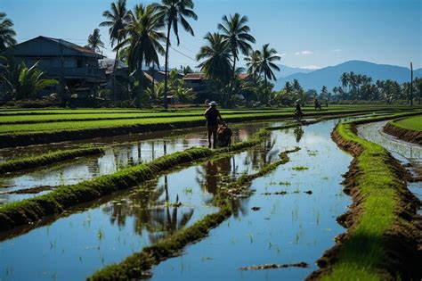 Premium Photo | Mekong Delta Tapestry Tranquil Rice Fields