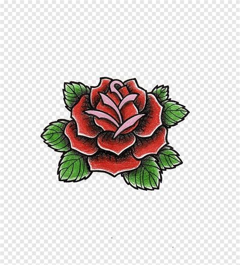 Old school (tattoo) Drawing Rose Sketch, rose, color, flower png | PNGEgg