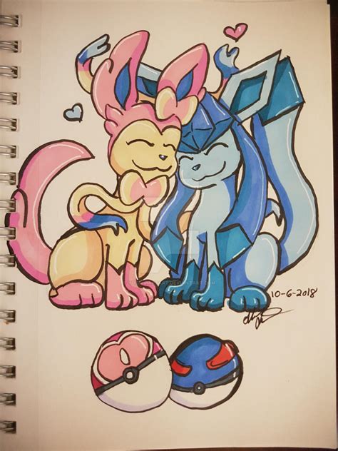 Inktober Day 6 - Sylveon and Glaceon by yoshimarsart on DeviantArt