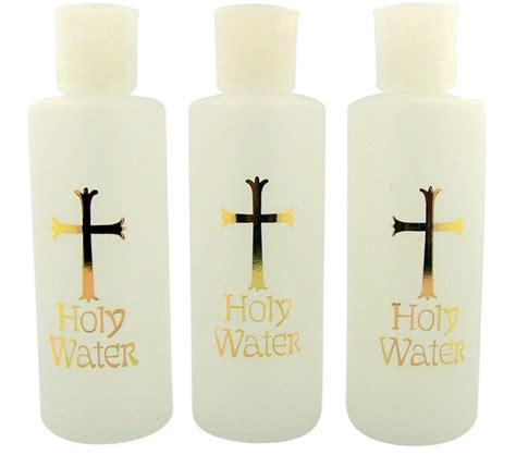 Lot of 3 Gold Cross Design Holy Water Bottle with Flip Spout Lid, 4 oz ...