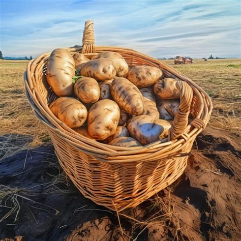 Premium AI Image | Potato harvesting in the basket