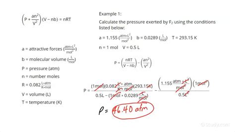 How to Use the Van der Waals Equation | Chemistry | Study.com