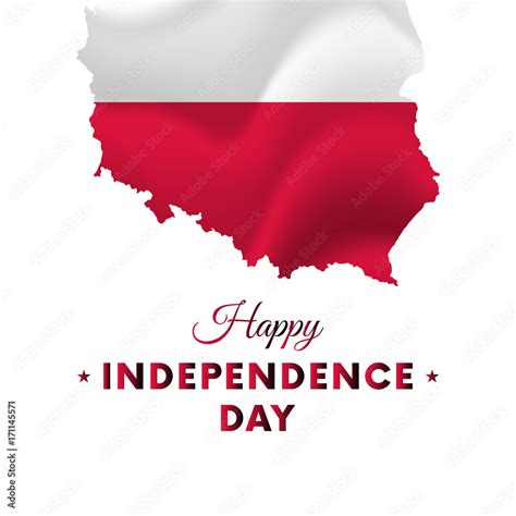 Vektorová grafika „Banner or poster of Poland independence day celebration. Poland map. Waving ...