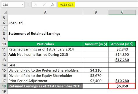 Statement of Retained Earnings Example | Excel Template