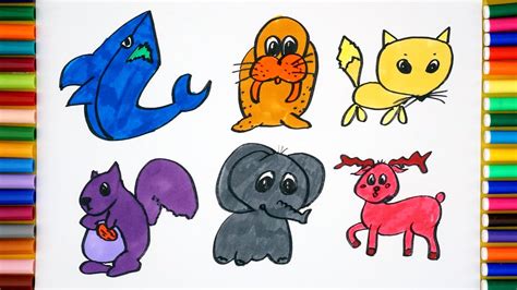 How to Draw Animals - Learning Wild Animals Coloring pages for Kids - YouTube