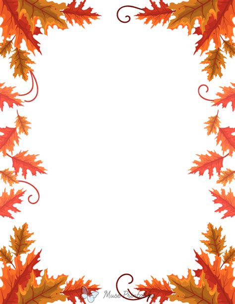 Printable Fall Oak Leaf Page Border