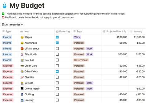 Huge Monthly Budget Planner Template For Notion — Red Gregory