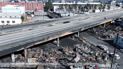 Fire-damaged Los Angeles freeway repairs will take 3 to 5 weeks ...