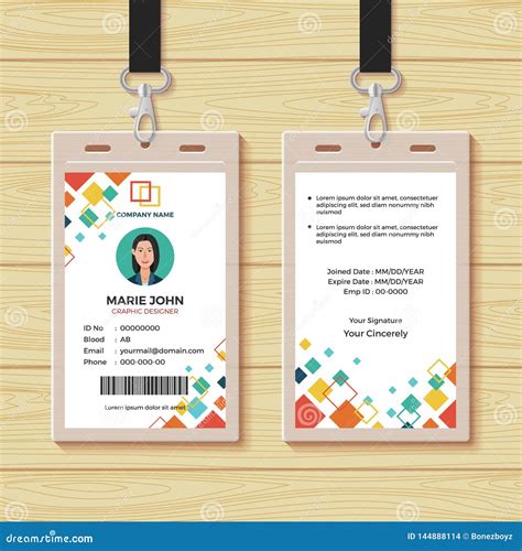 Creative ID Card Design Template Stock Vector - Illustration of lanyard, department: 144888114