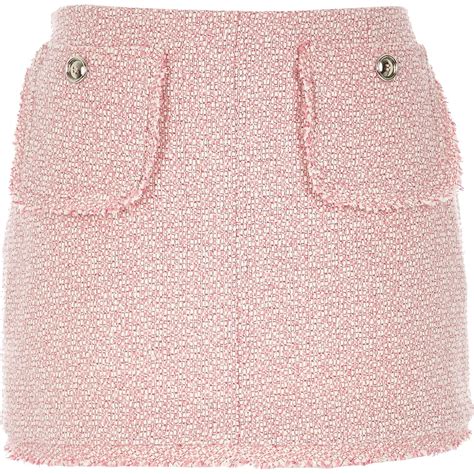 River island Pink Boucle Skirt in Pink | Lyst