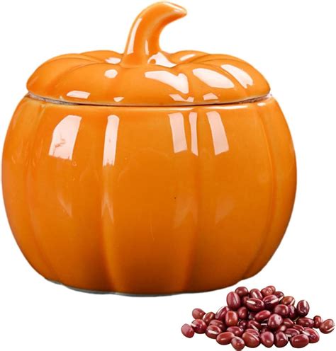 Amazon.com: Ceramic Pumpkin Jar With Lid | Pumpkin Shaped Decorative Storage Containers ...