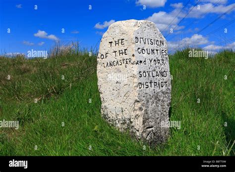 Ancient Boundary stone on Yorkshire Lancashire boarder near Ripponden, Calderdale, West ...