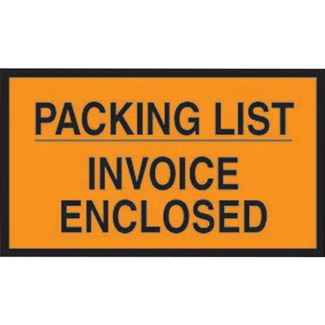 Packing List Envelopes, 7" x 10", Orange Full Face "Packing List/Invoice Enclosed", 1000/Case ...