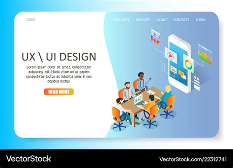 Ux or ui design landing page website Royalty Free Vector