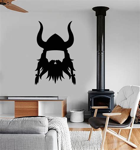 Vinyl Wall Decal Viking Head Helmet Warrior Stickers (3371ig ...