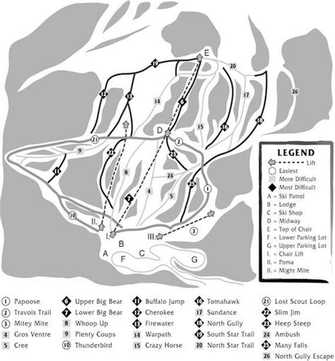 Teton Pass Ski Area Ski Trail Map - HC 58 Box 34A Choteau MTlrm • mappery