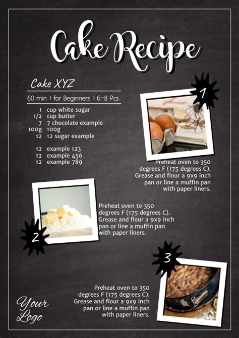 Recipe Recipes Cake Cooking Food Instruction Flyer Template | PosterMyWall