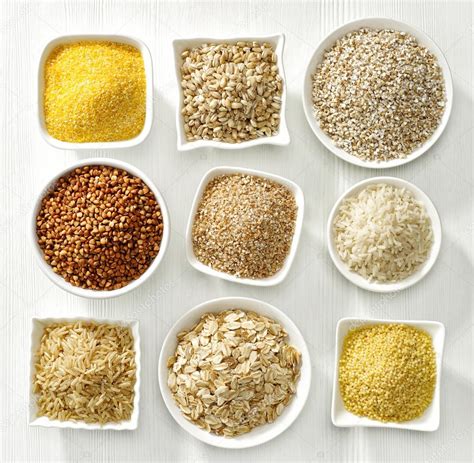 Various types of cereal grains Stock Photo by ©magone 58741489