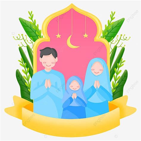 Eid Al Fitr Clipart PNG Images, Muslim Family Faceless Illustration Greeting For Ramadan Kareem ...