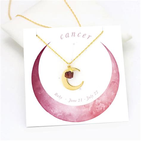 Cancer Zodiac Necklace, Tiny Raw Crystal Necklace, Natural Ruby Gemstone, Constellation Necklace ...