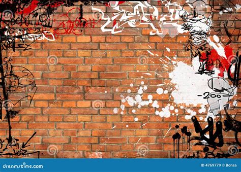 Graffiti brick wall stock illustration. Illustration of grungy - 4769779