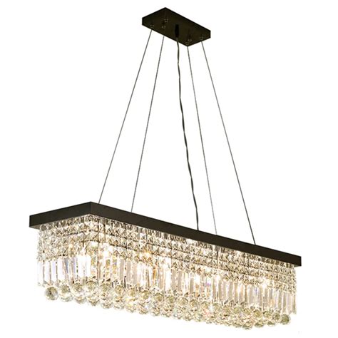 Modern Crystal Chandelier Light Rectangular LED Crystal Light Living Room Chandeliers Bar ...