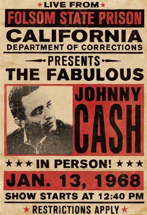 Johnny Cash Folsom Prison Concert Poster 11 X 16 Famous 1968 - Etsy