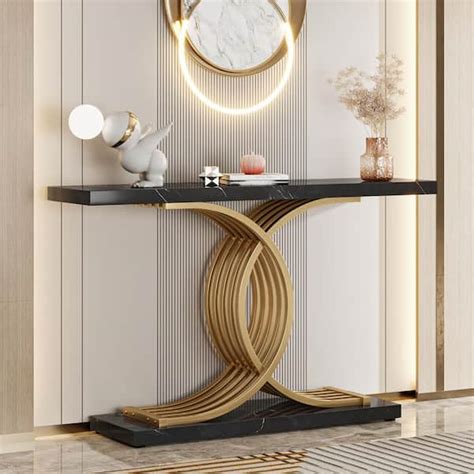 Tribesigns Catalin 40 in. Black Rectangle Wood Console Table, Modern ...