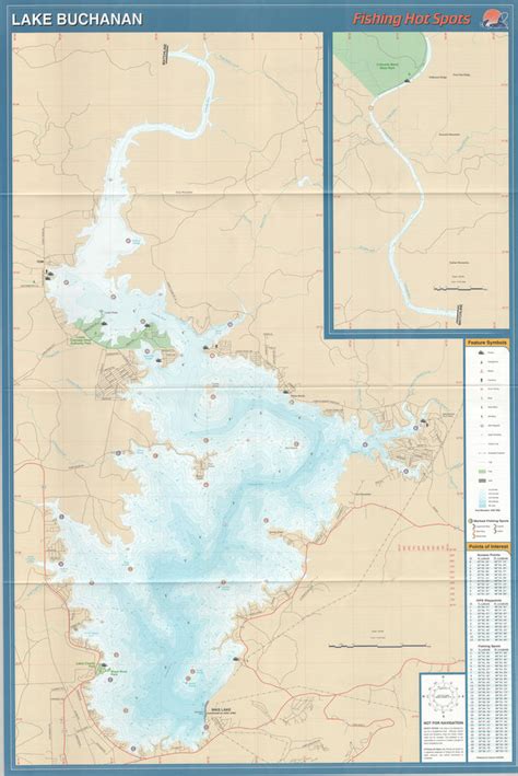 Lake Buchanan fishing map – Texas Map Store