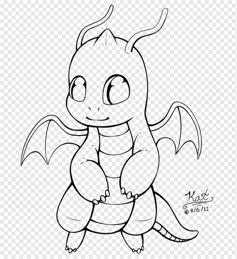 Line art Dragonite Pikachu Chibi Coloring book, pikachu, white ...