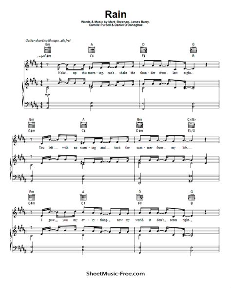 Rain Sheet Music The Script - ♪ SHEETMUSIC-FREE.COM