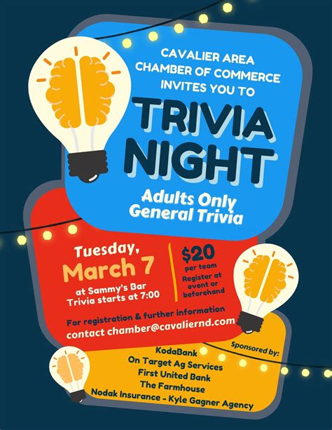 Trivia Night - Adults Only/General Trivia - Cavalier Chamber of Commerce