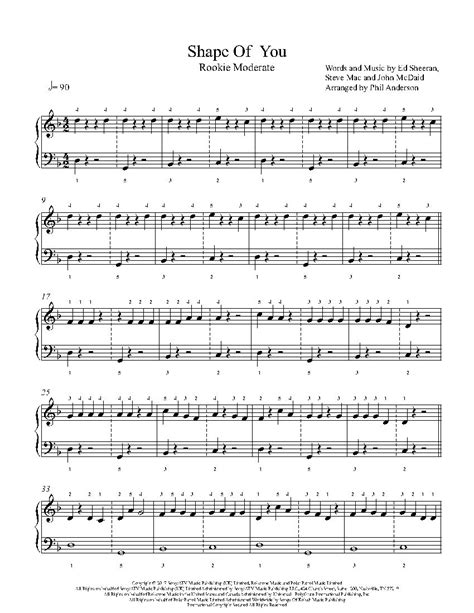 Shape Of You by Ed Sheeran Piano Sheet Music | Rookie Level | Piano sheet music, Sheet music ...