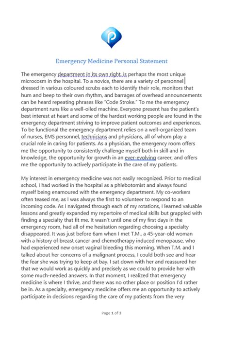 Emergency Medicine personal statement example (10)