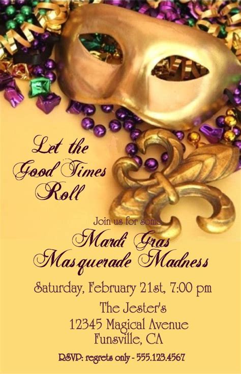 Mardi Gras Party Invitations Templates Send Online Invitations With ...